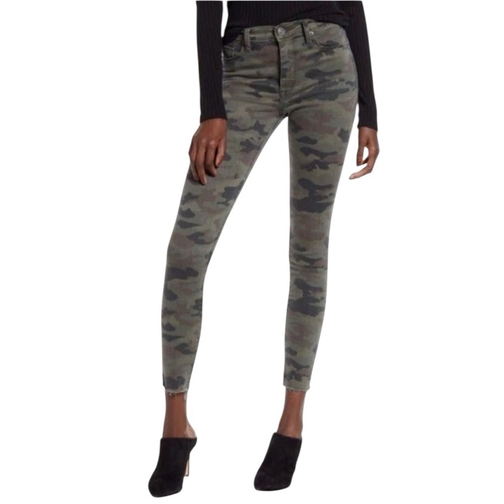 NEW Hudson Jeans Barbara High Waist Crop Raw Hem Camouflage Stretch Skinny 23